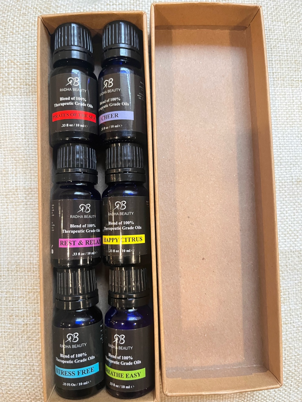 NIB Radha Beauty Top 6 Essential Oil Blends Gift Set | 6 x 10mL | Complete